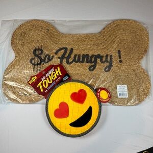 “BUNDLES!!!”So Hungry Bone-Shaped Doormat/Food Mat- Brown+ RIP ROARIN’TOUGH